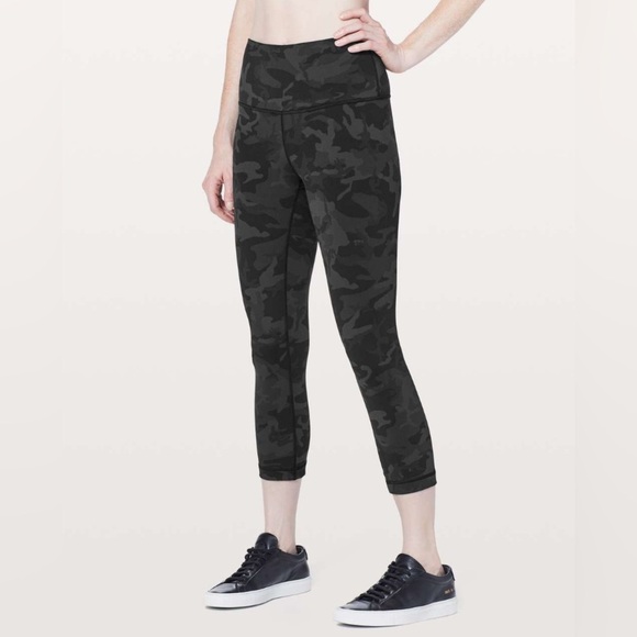 Lululemon Wunder Under Crop Leggings 21" Incognito Camo Multi Grey 6 W6AROS - Picture 1 of 9